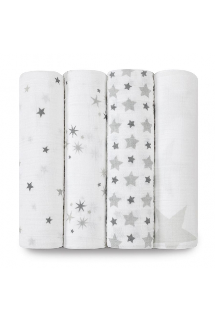 Муслиновые пеленки для новорожденных Aden&Anais большие, набор 4, Twinkle Star