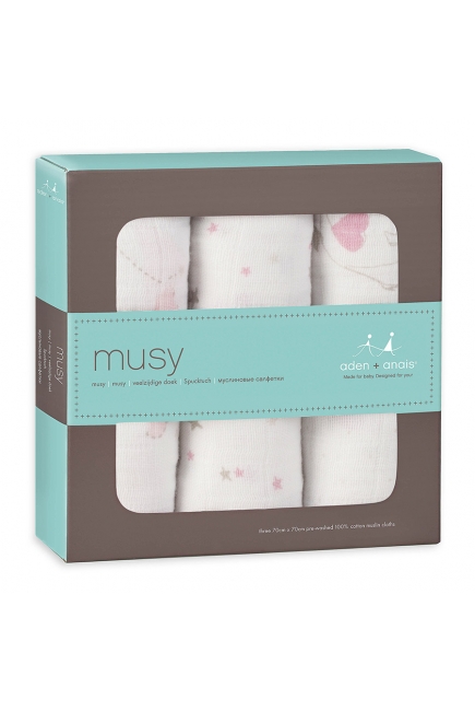 Муслиновые пеленки для новорожденных Aden&Anais средние, набор 3, Lovely