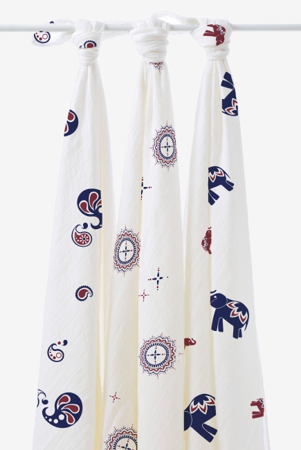 Бамбуковые пеленки для новорожденных Aden&Anais большие, набор 3, Diwali