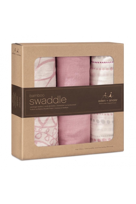 Бамбуковые пеленки для новорожденных Aden&Anais большие, набор 3, Tranquility