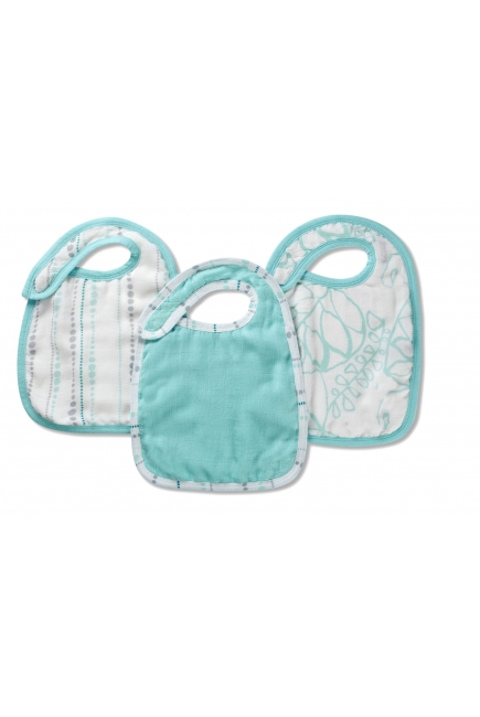 Aden&Anais набор 3 бамбуковых слюнявчиков, Azure (лазурь)