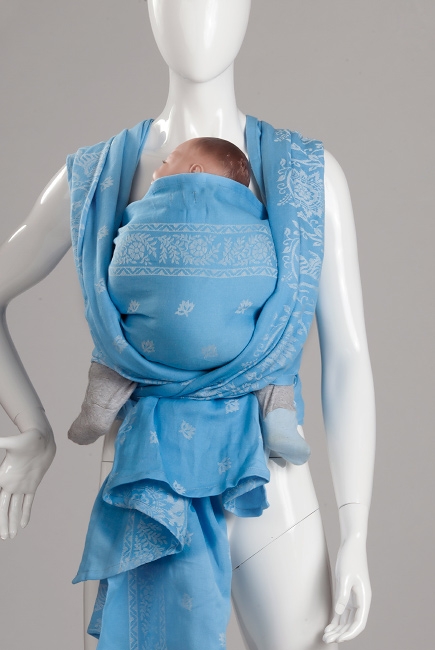 Слинг-шарф Diva Milano cо льном и шелком, Barocco Lions Cielo