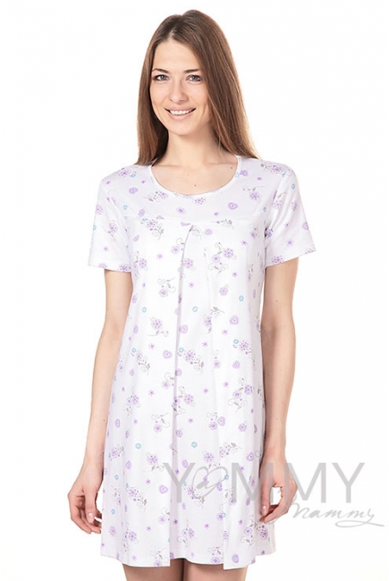 Сорочка с сиреневым цветочным принтом