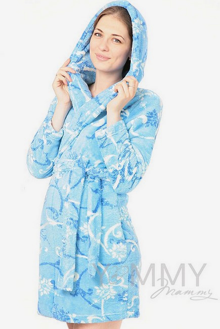 Халат для беременных мам голубой