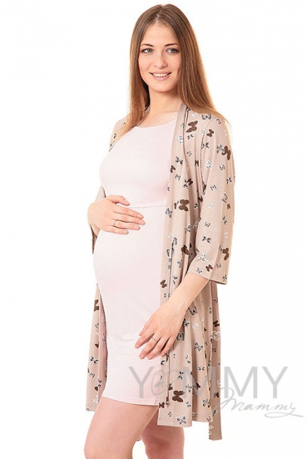 Халат бежевый / бабочки