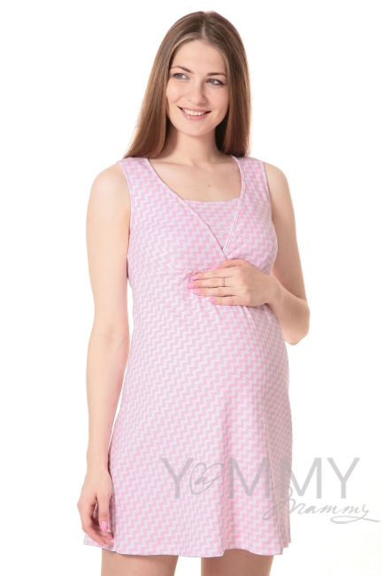 Комплект халат с сорочкой розовый "зиг-заг"