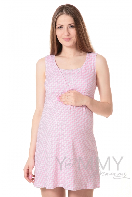 Комплект халат с сорочкой розовый "зиг-заг"