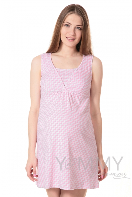 Комплект халат с сорочкой розовый "зиг-заг"