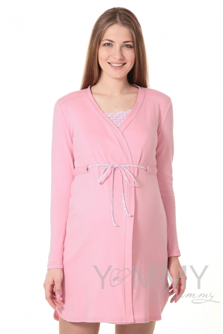 Комплект халат с сорочкой розовый "зиг-заг"