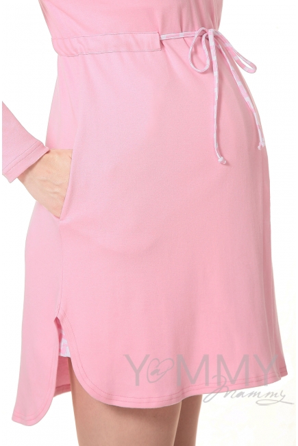 Комплект халат с сорочкой розовый "зиг-заг"