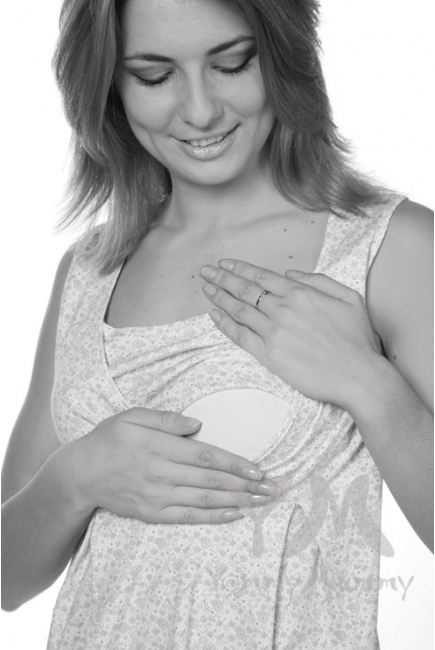 Комплект халат с сорочкой экрю/бежевые цветы