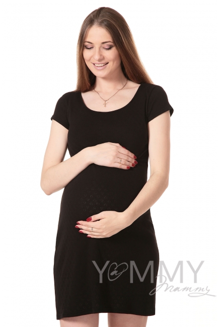 Платье для дома и сна ажурное черное