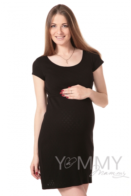 Платье для дома и сна ажурное черное