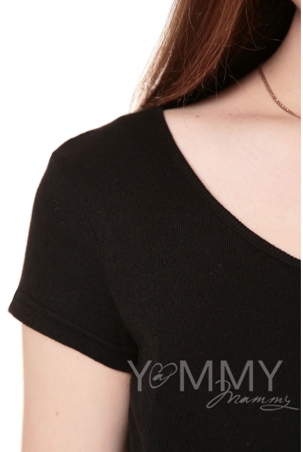 Платье для дома и сна ажурное черное