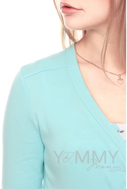 Комплект халат с сорочкой ментол с принтом котики и зайчики