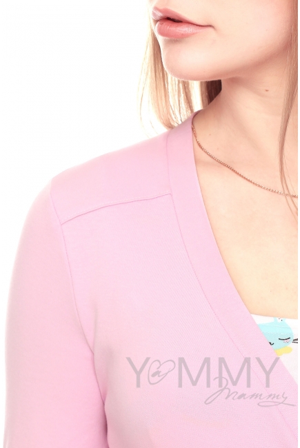 Комплект халат с сорочкой розовый с принтом котики и зайчики