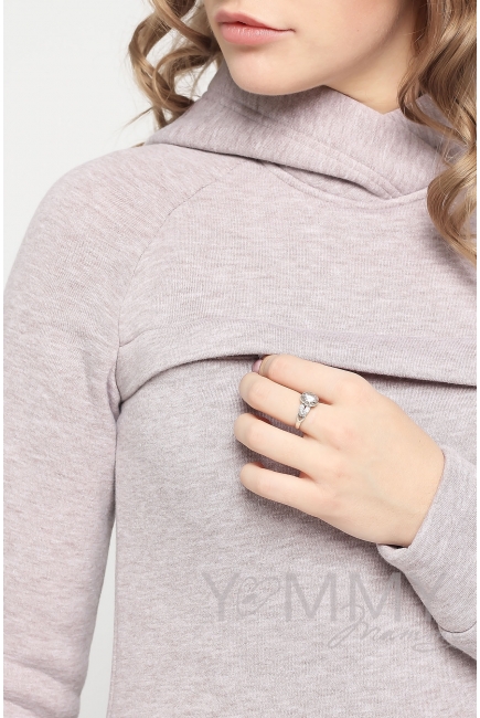 Костюм из худи и брюк бежевый меланж