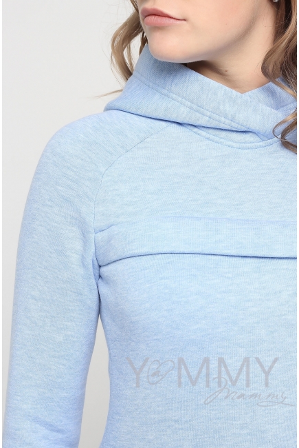 Костюм из худи и брюк, цвет голубой меланж