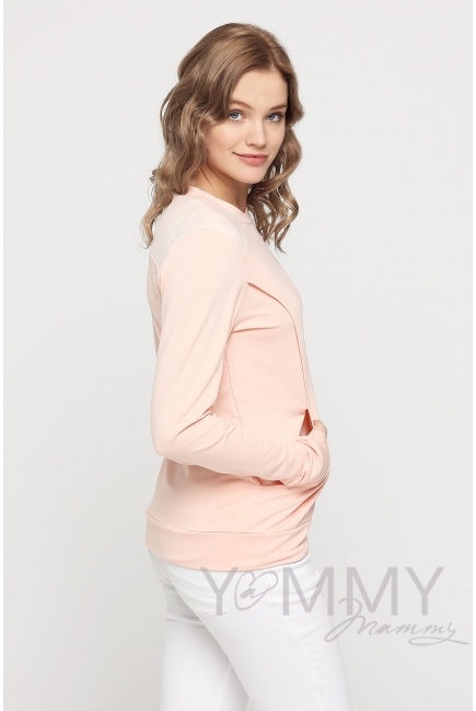 Свитшот светло-розовый с кружевом