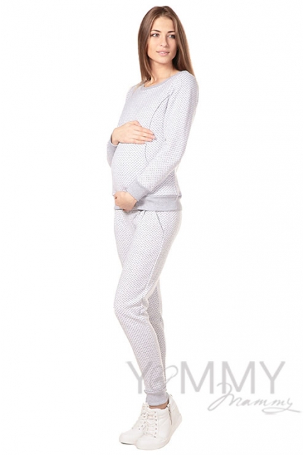 Джемпер серый в горошек