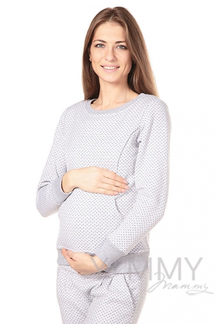 Джемпер серый в горошек