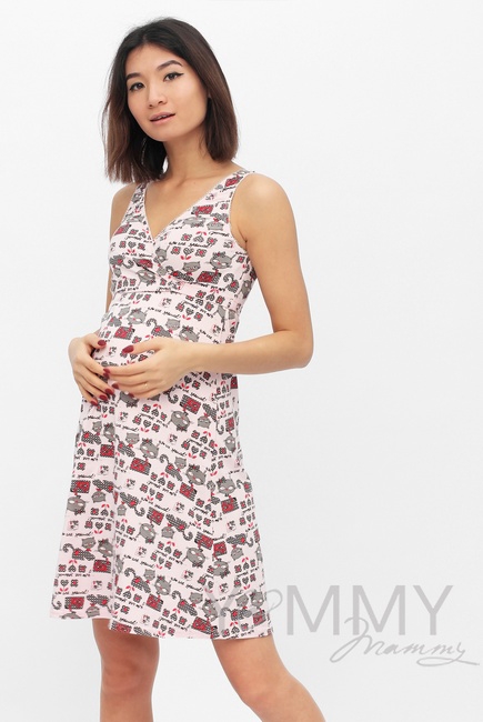 Ночная сорочка - топ розовая / котята