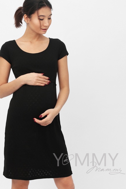 Платье для дома и сна ажурное черное