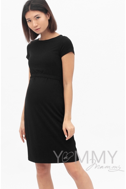 Платье черное из вискозы для беременных