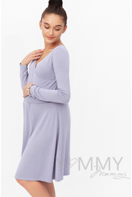 Платье для кормящих и беременных с широким поясом, лаванда