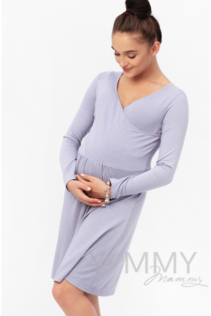 Платье для кормящих и беременных с широким поясом, лаванда