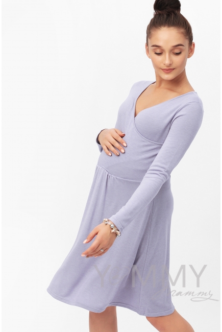Платье для кормящих и беременных с широким поясом, лаванда