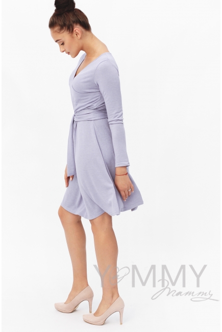 Платье для кормящих и беременных с широким поясом, лаванда