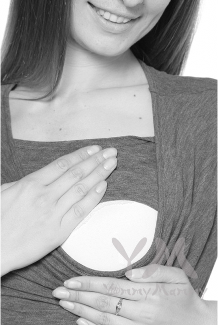 Платье с горловиной "качелька" серый меланж для беременных