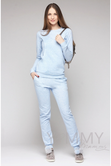 Костюм из капитония для кормящих и беременных, светло-голубой меланж
