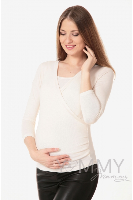 Блуза на запах для кормящих и беременных, цвет экрю