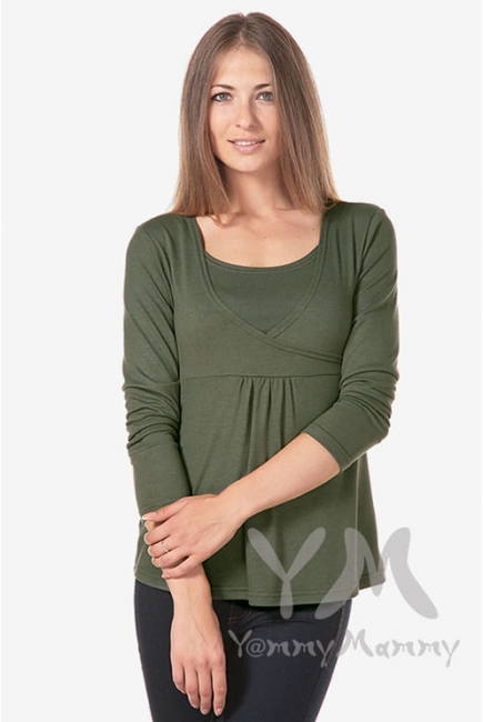 Туника трапеция для кормящих и беременных, цвет хаки