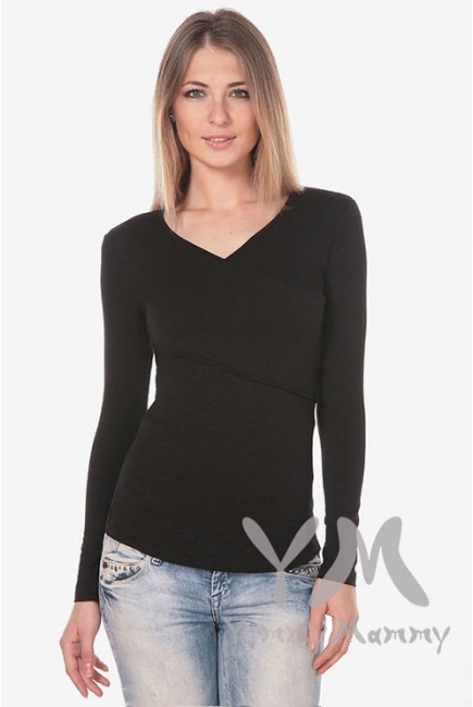 Лонгслив кимоно для кормящих и беременных, цвет черный