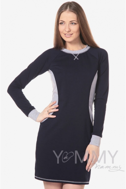 Платье спортивное для кормящих и беременных, тёмно-синее