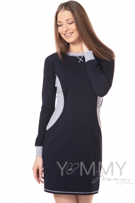 Платье спортивное тёмно-синее для кормящих