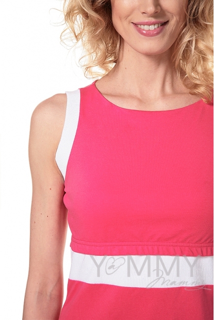 Платье лакоста фуксия с белой отделкой для беременных