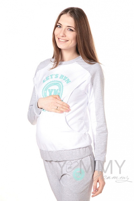 Толстовка для кормящих и беременных с принтом, цвет белый