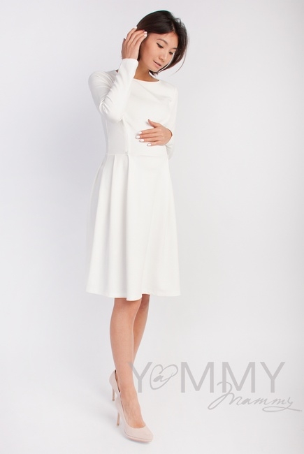Платье для беременных и кормящих со складками, экрюадками экрю для беременных