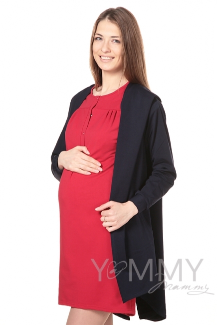 Платье на кнопках красное для кормящих