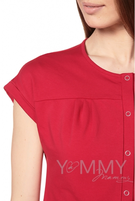 Платье на кнопках красное для кормящих