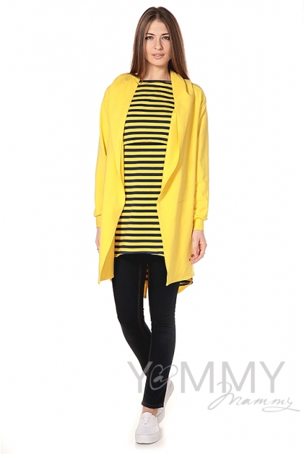 Платье с длинным рукавом желтая / синяя полоска для беременных