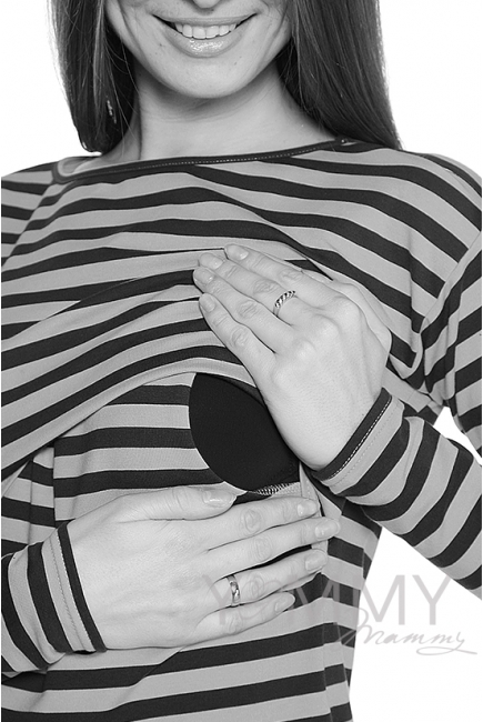 Платье с длинным рукавом желтая / синяя полоска для беременных