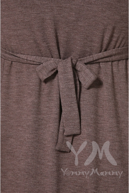 Платье с пояском на спине для кормящих и беременных, мускат меланж