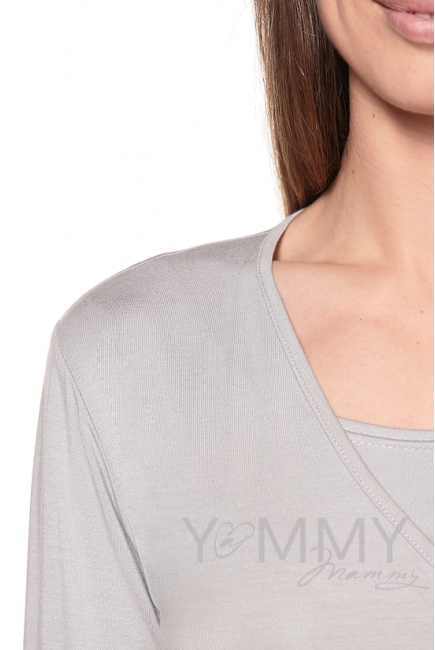 Платье на запах для кормящих и беременных, серый жемчуг