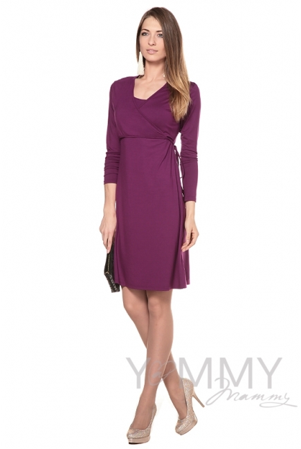 Платье на запах для кормящих и беременных, темная орхидея