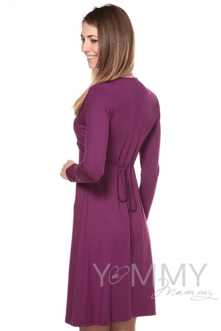 Платье на запах для кормящих и беременных, темная орхидея